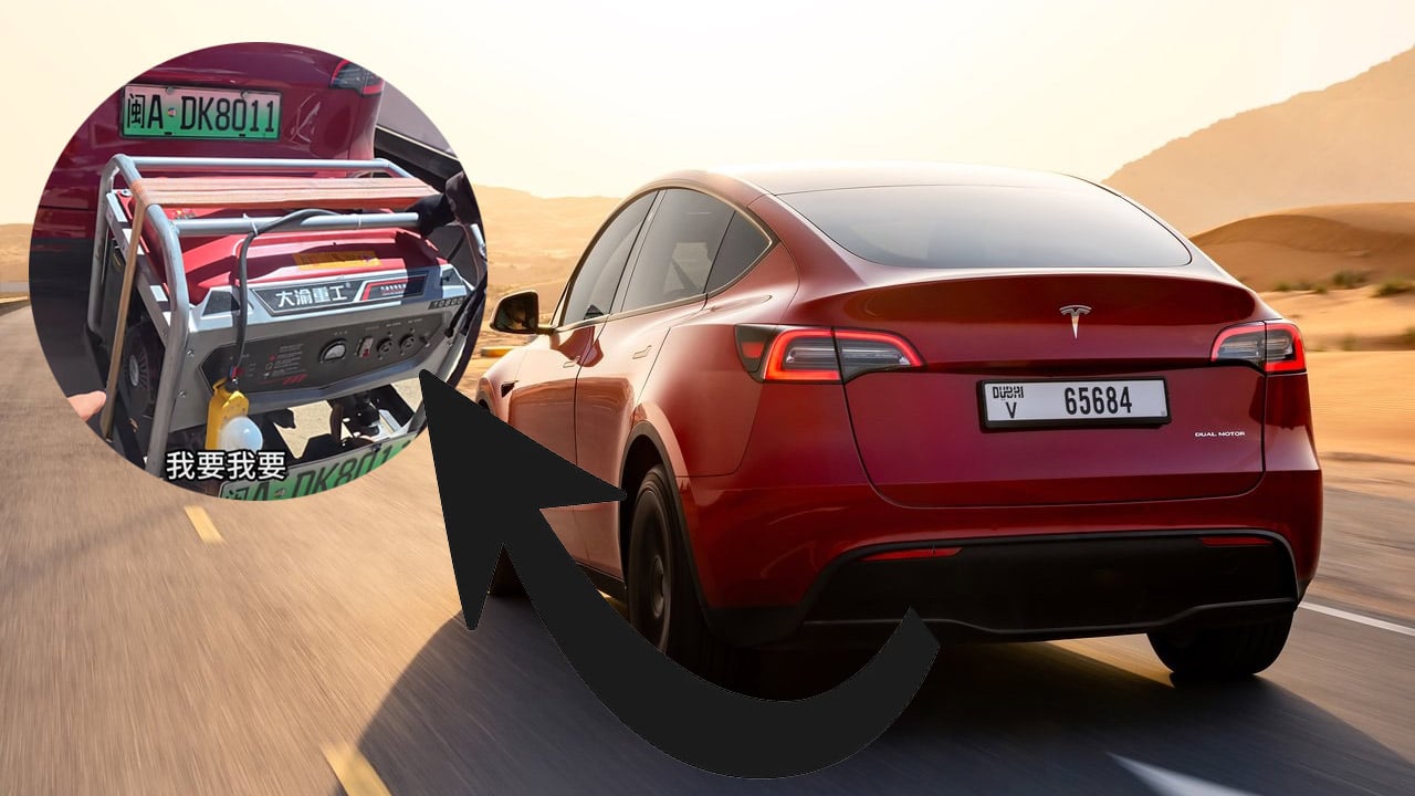 Un Tesla Model Y Transformado En Un &Quot;Híbrido&Quot;, Así Es La Ingeniosa Idea De Un Chino Con Un Generador De Gasolina
